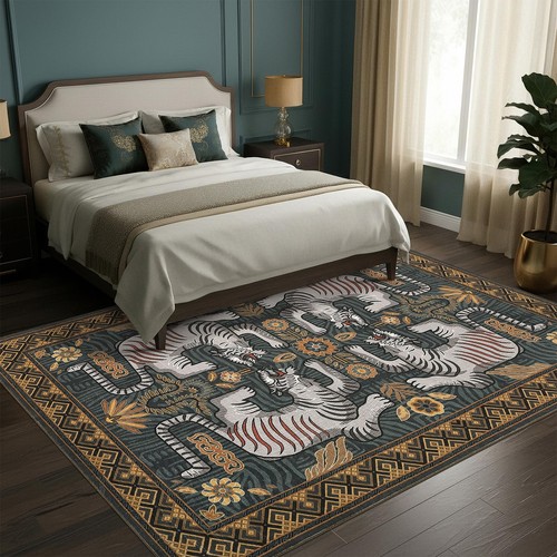 Boho vintage tiger blue - blue, ft